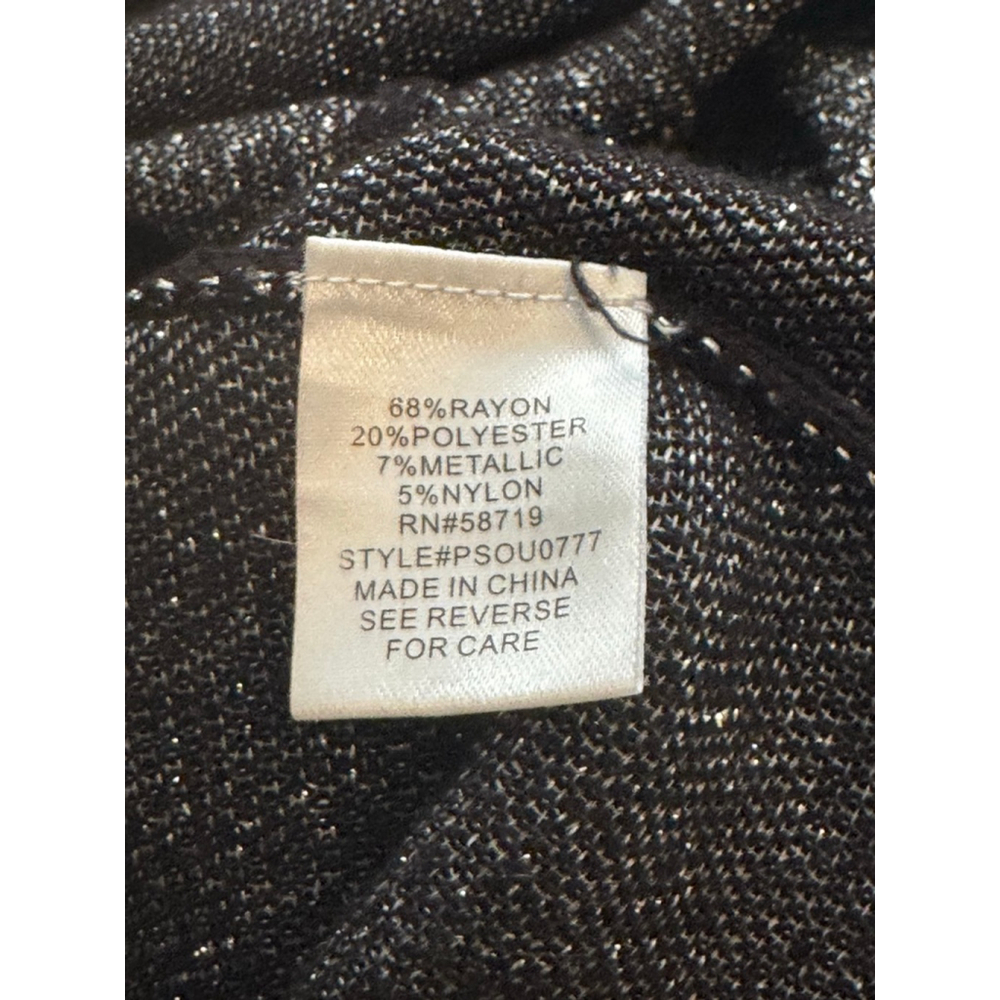 Women's NOTATIONS Petite PXL Black Silver Ombre V-Neck Sweater - Picture 4 of 4